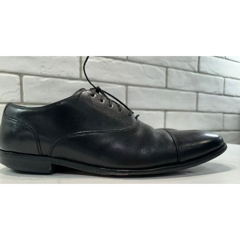 Cole Haan Men's Air Jackson Cap Toe Oxford US 13M Nappa Black Leather, Pre-Owned